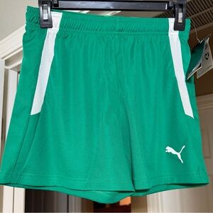 Puma Women's Athletic Shorts in Green and White